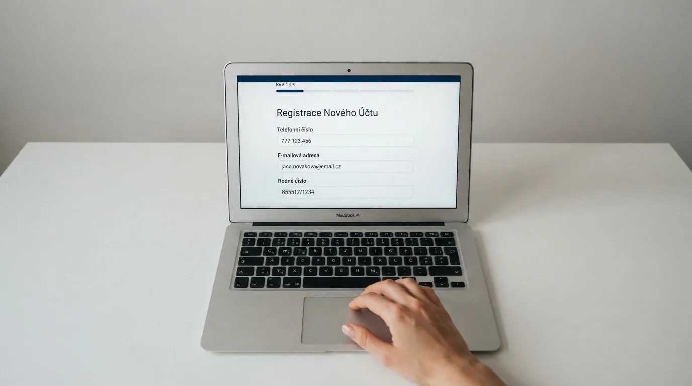 Registrační formulář NeteraPay s vyplněnými poli pro telefonní číslo, e-mail a rodné číslo